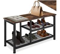 Meuble à chaussures - TECTAKE - Étagère à chaussures TAUNTON en bois MDF 80 x 30 x 45,5 cm - Bois foncé