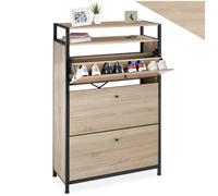 Meuble à chaussures - TECTAKE - Meuble à chaussures BUFFALO en panneau aggloméré 81 x 32 x 130 cm - Bois clair/Chêne sonoma