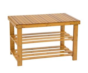 MEUBLE A CHAUSSURES - TECTAKE - Meuble à chaussures d’entrée SILKE Banc Meuble de rangement en Bambou 70 x 28 x 455 cm