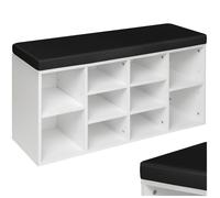 MEUBLE A CHAUSSURES - TECTAKE - Meuble à chaussures MAX avec Coussin de siège amovible 1035 x 48 x 30 cm - Noir/Blanc