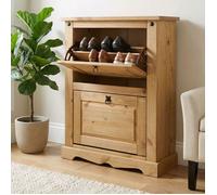 IDIMEX Meuble à Chaussures Tequila Style Mexicain Armoire à Chaussures avec 2 abattants, en pin Massif Finition teintée et cirée