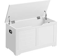 Meuble à chaussures - VASAGLE - Banc avec rangement et charnières de sécurité - Blanc