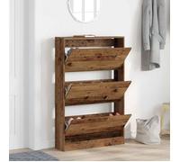 vidaXL Meuble à chaussures 869102 - avec porte, bois ancien, 3 étagères, 80 x 21 x 125,5 cm