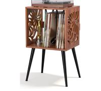 Meuble à disques - Style vintage - Pour 80 albums - Aspect bois avec cadre métallique