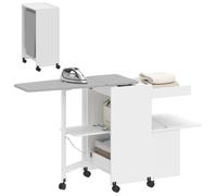 Meuble à repasser - HOMCOM - table à repasser pliante - charnières à fermeture douce - 154 x 55 x 87 cm - MDF - blanc