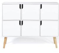 Meuble à tiroirs pour enfants (6 tiroirs) – Commode en bois blanc – Meuble de chambre d'enfant avec portes – 100 x 30 x 80 cm