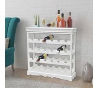 Meuble à vin Abreu blanc en MDF et bois de sapin 70 x 22,5 x 70,5 cm, étagère ouverte avec 4 étagères pour 24 bouteilles de vin, étagère pour verres, support de fixation murale