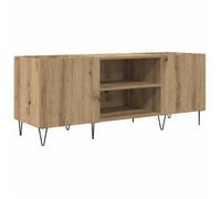 Meuble à vinyles - vidaXL - Chêne artisanal - 121x38x48 cm - Bois d'ingénierie et fer - 2 étagères - 2 portes
