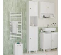 IDMARKET Meuble armoire colonne salle de bain ARSENE 2 portes 1 niche bois blanc