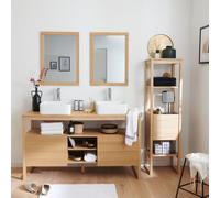 Meuble ATOLL double 140cm chêne vasques robinets miroirs colonne