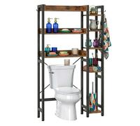 Meuble au-dessus des WC Relaxdays, 3 niveaux, H x L x P 161 x 80 x 24 cm, métal, MDF, noir/marron