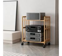 Meuble AV, Support Audio pour Lecteur CD à roulettes, étagères réglables en Hauteur, 2/3/4/5 Niveaux, adapté pour Salon, cinéma Maison et Studio d'enregistrement(Natural,30.3 * 15 * 19.7in)