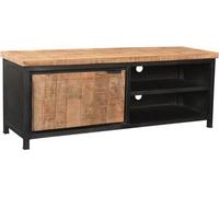 Meuble avec 1 porte, dimensions 140x40x52 cm, en acajou et métal