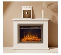 Meuble avec cheminée électrique - DESIGN AMEUBLEMENT - Alaska - Laqué blanc - LED multicolore - 1000/2000W