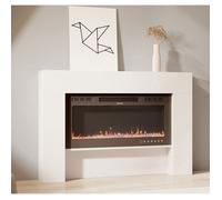 Meuble avec cheminée électrique - DESIGN AMEUBLEMENT - Laqué blanc - LED multicolore - 1000/2000W - Télécommande - Candela