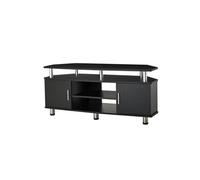 Meuble tv - meuble télé - HOMCOM - bois banc pour télévision jusqu'à 55 pouces plateau placards niches - 120x40x52cm - noir
