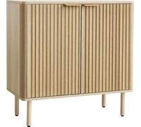 Meuble bar à café, table bar à café cannelée du milieu du siècle avec rangement à 2 niveaux, buffet avec 2 portes battantes, buffet pour salon, entrée, 80 x 37,5 x 80 cm, chêne