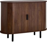 Meuble bar à café, table bar à café cannelée du milieu du siècle, buffet à 2 portes coulissantes, buffet d'appoint pour salon, entrée, cuisine, 100 x 40 x 75 cm, noyer