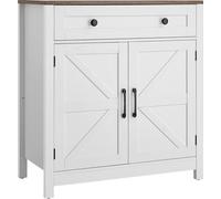 Meuble bar à café, table de bar à café de style fermier avec tiroir, buffet avec 2 portes battantes, buffet d'appoint pour salon, entrée, cuisine, 75 x 37,5 x 80 cm, blanc