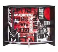 Meuble Bar Comptoir d'Accueil Noir 3 Tablettes 134,5 x 104,8 x 55,3 cm - Rock 451 - L 134.5 x l 55.3 x H 104.8 cm