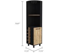 Meuble Bar d'angle Kaia, avec 1 porte et étagère à bouteiles