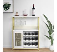 Meuble bar industriel avec rangements amovibles,buffet/vaisselier rétro avec portes grillagées ,69×35×92cm,doré