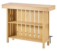 Meuble bar pour la maison, armoire bar avec table et 3 niveaux de rangement, boîte de rangement pour tire-bouchons et patins réglables, repose-pieds noir, meuble bar en bois et métal pour la maison, l