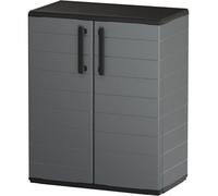 Meuble bas - 2 portes + 1 tablette en polypropylène - 68 x 37 x H 84 cm - Gris