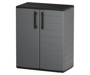 Meuble bas - 2 portes + 1 tablette en polypropylène - 68 x 37 x H 84 cm - Gris