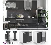 Meuble bas 80 cm Meuble de cuisine Kitchenette Fame-Line blanc anthracite VICCO