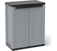 Meuble bas à deux portes gris-noir avec étagère intérieure réglable et portes s'ouvrant jusqu'à 180 degrés