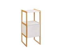 Meuble bas avec une porte en panneau de particules coloris blanc/naturel - Longueur 33 x Profondeur 33 x Hauteur 80 cm --