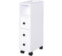 Meuble bas colonne rangement salle de bain à roulettes blanc dim. 18L x 30l x 68,5H cm Blanc G