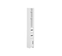 Meuble bas colonne rangement salle de bain WC 3 portes 2 niches étagère blanc