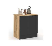 Meuble bas de cuisine 80 cm STIL appoint 2 portes bois et noir