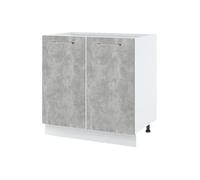 Meuble bas de cuisine Bellissi Beton Naturel 2 portes L 80 cm - Cuisineandcie