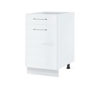 Meuble bas de cuisine Bellissi Blanc 1 porte 1 tiroir L 50 cm - Cuisineandcie