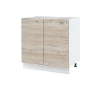 Meuble bas de cuisine Bellissi Noyer blanchi 2 portes L 80 cm - Cuisineandcie