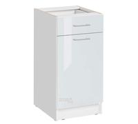 Meuble bas de cuisine Eco Blanc Brillant 1 porte 1 tiroir L 40 cm - Cuisineandcie