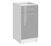 Meuble bas de cuisine Eco Gris Brillant 1 porte 1 tiroir L 40 cm - Cuisineandcie