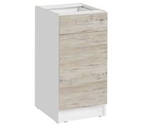 Meuble bas de cuisine Eco Noyer Blanchi 1 porte 1 tiroir L 40 cm - Cuisineandcie