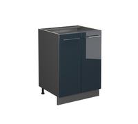Meuble bas de cuisine Fame-Line, 60cm sans PT, Bleu foncé brillant/Anthracite, Vicco 48793