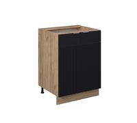 Meuble bas de cuisine Fame-Line, 60cm sans PT, Noir rayé/Chêne de force doré, Vicco 50756