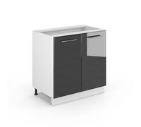 Vicco Meuble Bas de Cuisine Fame-Line, Anthracite Haute Brillance/Blanc 80 cm