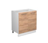 Vicco Meuble Bas de Cuisine Fame-Line, Chêne doré/Blanc 80 cm | 2 Portes · Sans plan de travail · Pieds réglables en hauteur · Poignées en métal · Fermeture douce