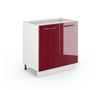Vicco Meuble Bas de Cuisine Fame-Line, Rouge Bordeaux Haute Brillance/Blanc 80 cm
