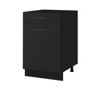 Meuble bas de cuisine Lovia Noir Mat 1 porte 1 tiroir L 60 cm - Cuisineandcie