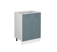 Meuble bas de cuisine R-Line, 60cm sans PT, Bleu-gris/Blanc, Vicco 41087