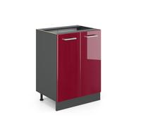 Meuble bas de cuisine R-Line, 60cm sans PT, Rouge brillant/Anthracite, Vicco 34919
