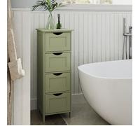 Meuble bas de Salle de Bain, avec 4 Tiroirs, 30 x 30 x 82 cm, pour Salle de Bain, Salon, Salle à Manger, Cuisine, Vert Olive